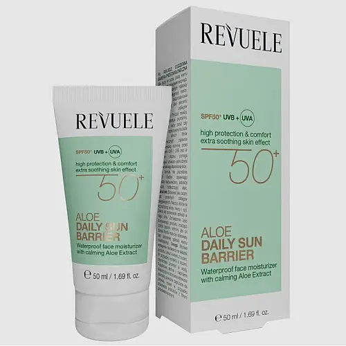 Сонцезахисний крем для обличчя зволожуючий REVUELE Aloe Daily Sun Barrier SPF 50 50 мл (5060565109025)