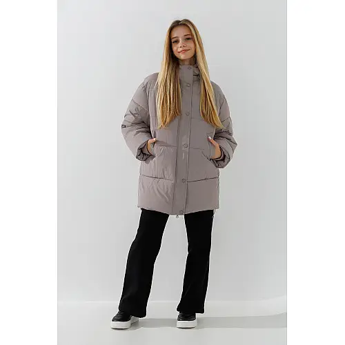 Куртка для дівчинки No Brand HL-197 140 см Сірий (2000990600561)