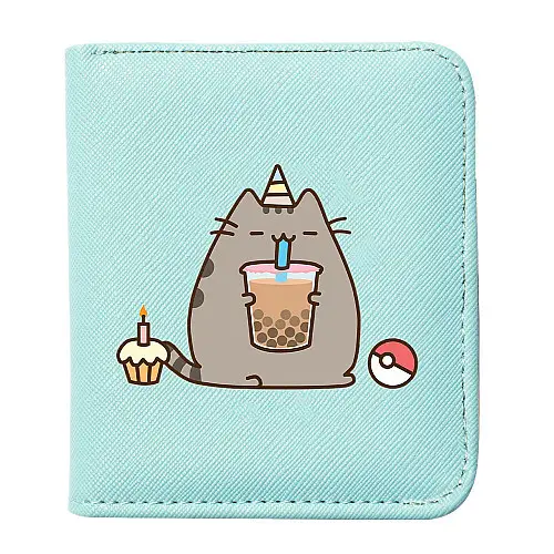 Кошелек 2Life Pusheen cat Кот с коктейлем 11х10 см Мятный v-12256