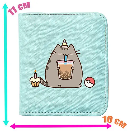 Кошелек 2Life Pusheen cat Кот с коктейлем 11х10 см Мятный v-12256