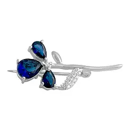 Серебряная брошка SilverBreeze с сапфиром nano 1.77ct (2140870)