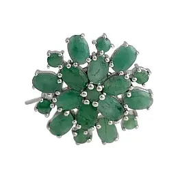 Серебряная брошка SilverBreeze с натуральным изумрудом 6.263ct (2140948)