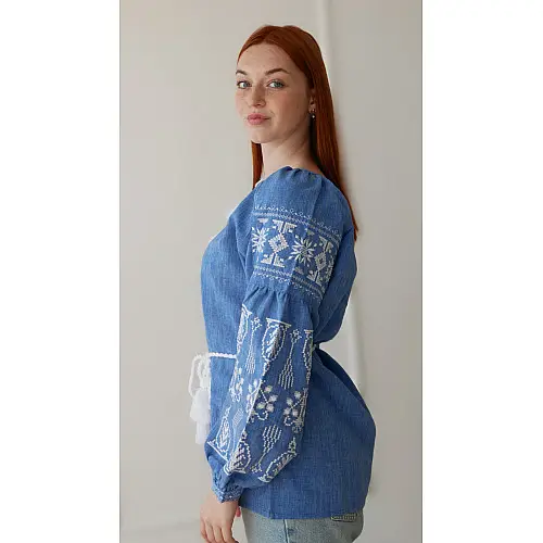 Вишиванка жіноча льон-габардин джинс Святкова 4Profi XL(50)