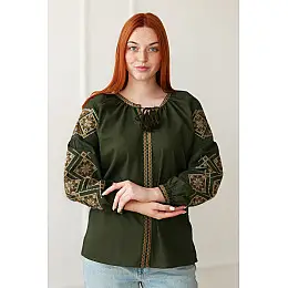 Вышиванка женская хаки из льна Лелека 4Profi XL(50)
