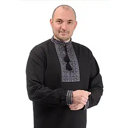 Вишиванка чоловіча чорна з льону Традиція 4Profi 50