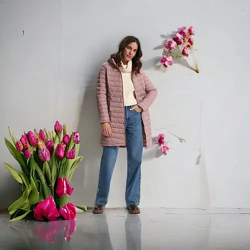 Женское пальто No brand 313939-P 40 Пудра (91896915)