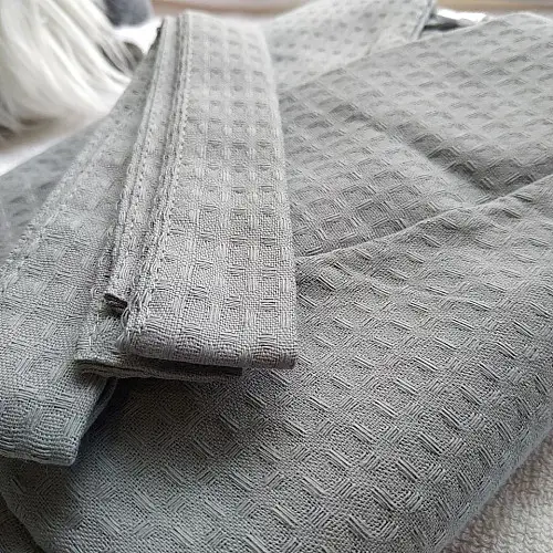 Вафельный халат Luxyart Кимоно 54-56 XL серый (LS-3376)