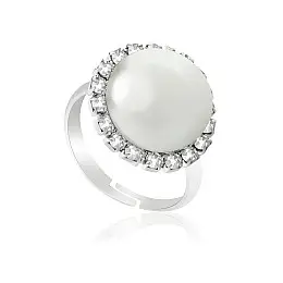 Кольцо KOBI Amelia с жемчугом Swarovski 15 мм Регулируемый/Безразмерное (7470-0645-02-32)