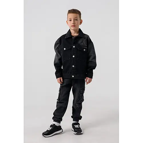 Куртка джинсова для хлопчика No Brand 6819 134 см Чорний (2000990306777)