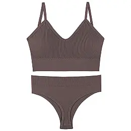 Бесшовний комплект жіночої білизни Lesko 1608# L 80 ABC Коричневий (12383-75070)