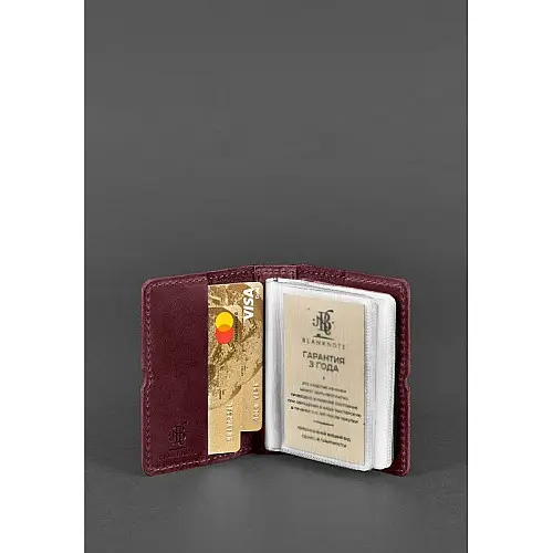Женский кожаный кард-кейс 7.0 бордовый Crazy Horse BlankNote