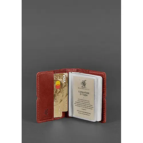 Женский кожаный кард-кейс 7.0 коралловый Crazy Horse BlankNote