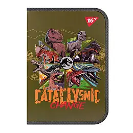 Папка факультативная YES A4 на молнии Jurassic World хаки (492224)