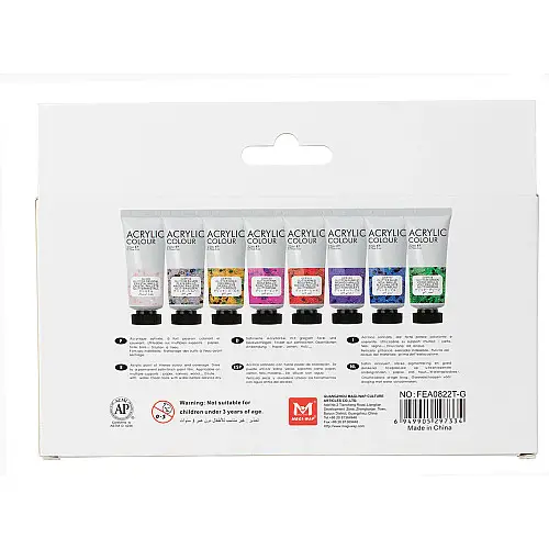 Акрилові фарби з блискітками для малювання Art Rangers Acrylic glitter набір 8 кольорів по 22 мл