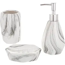 Набор керамических аксессуаров для ванной комнаты Gray marble 3 предмета ceramic DP219252 BonaDi