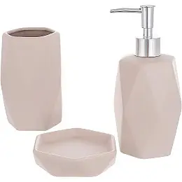 Набор керамических аксессуаров для ванной комнаты Beige Mocha 3 предмета ceramic DP219254 BonaDi