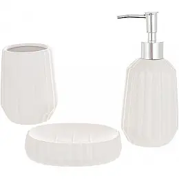 Набор керамических аксессуаров для ванной комнаты Milky White 3 предмета ceramic DP219255 BonaDi