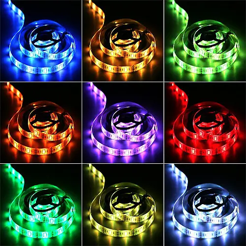 Світлодіодна стрічка RIAS 5050 LED RGB в бухті 5м різнокольорова 5V USB Bluetooth (4_00561)