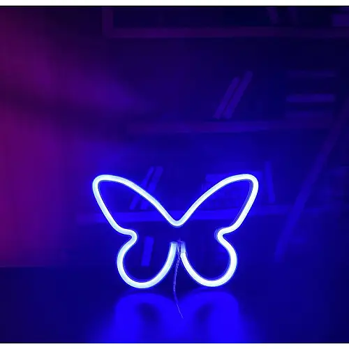Настінний неоновий світильник нічник Angel Метелик Butterfly синій