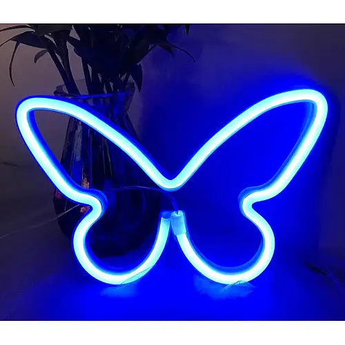 Настінний неоновий світильник нічник Angel Метелик Butterfly синій