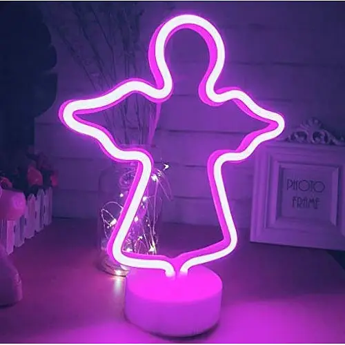 Ночник неоновий лампа Ангелочок рожевий Angel