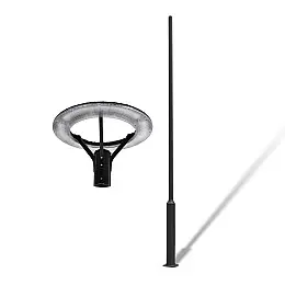 Комплект светильник светодиодный парковый Lightwell LW-GL-50S и столб парковый черный 4 м
