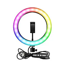 Студийная 360° светодиодная LED лампа со штативом XPRO LIVE LIGHT MJ26 диаметр 26 см RGB