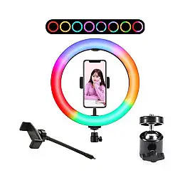 Студийная 360° светодиодная LED лампа со штативом XPRO LIVE LIGHT RGB MJ38 диаметр - 38см