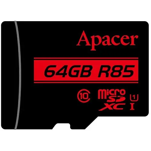 Карта памяти MicroSDHXC 64GB UHS-I Class 10 Apacer SD adapter (AP64GMCSX10U5-R)