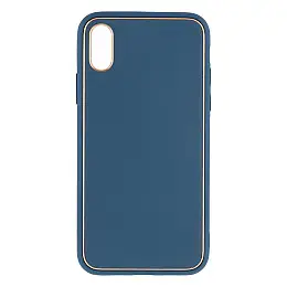 Чохол Leather Case Gold with Frame для Apple iPhone Xs Темно-синій