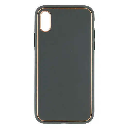 Чехол Leather Case Gold with Frame для Apple iPhone Xs Navy Green