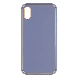 Чехол Leather Case Gold with Frame для Apple iPhone Xs Сірий Ліловий