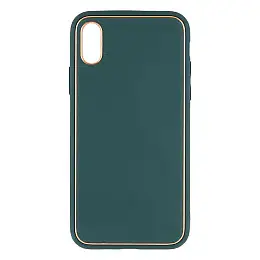 Чохол Leather Case Gold with Frame для Apple iPhone Xs Темно-зелений