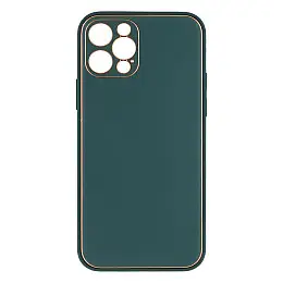 Чехол Leather Case Gold with Frame для Apple iPhone 12 6,1 дюйма Темно-зелений