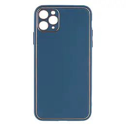 Чехол Leather Case Gold with Frame для Apple iPhone 11 Pro Max Темно-синій