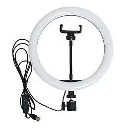 Кольцевая светодиодная LED лампа RIAS LC-666 26см с держателем управление на проводе (2_009683)