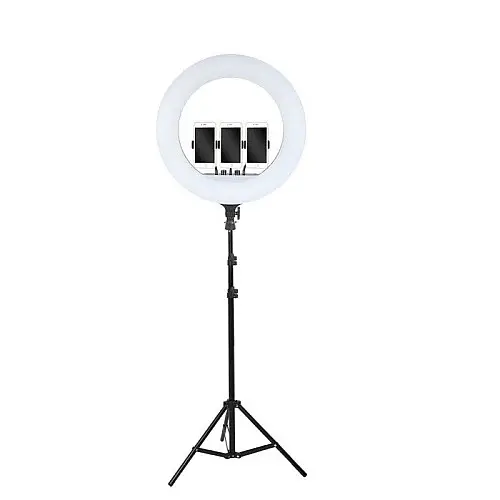 Кольцевая светодиодная LED лампа RIAS RL-18 45см на 3 держателя с пультом ДУ и чехлом (4_00547)
