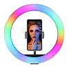 Кольцевая светодиодная LED лампа RIAS MJ33 RGB 33см Разноцветная с держателем USB управление на проводе