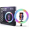 Кольцевая светодиодная LED лампа RIAS MJ33 RGB 33см Разноцветная с держателем USB управление на проводе
