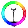 Кольцевая светодиодная LED лампа RIAS MJ26 RGB 26см Разноцветная с держателем USB управление на проводе