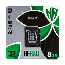 Карта пам'яті з адаптером Hi-Rali Micro SDHC 8gb UHS-1 Class 10 Чорний