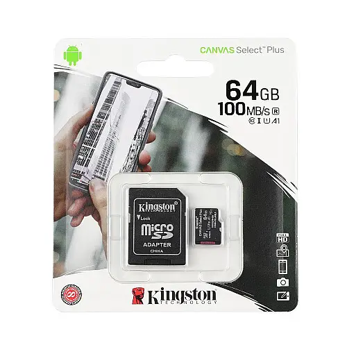 Карта памяти с адаптером MicroSDXC King Canvas Select Plus UHS-1 64gb Class 10 Черный
