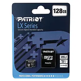 Карта пам'яті з адаптером Micro SDXC Patriot LX Series 128gb UHS-1 Class 10 Black