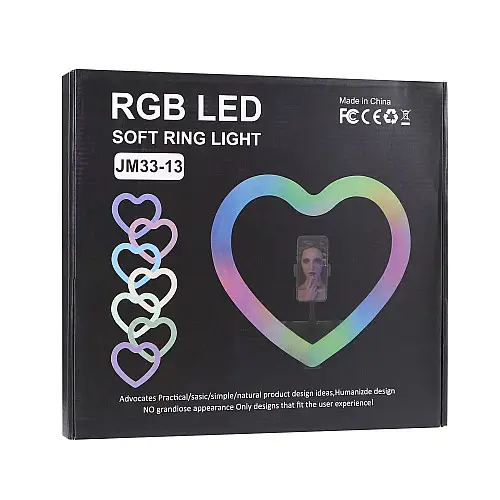 Кольцевая лампа RGB JM33-13 в форме сердечка 33 см шириной от 5.2 до 10.5см Black