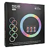 Кольцевая RGB LED лампа MJ56 56cm для селфи с 3 держателями и пультом Черный