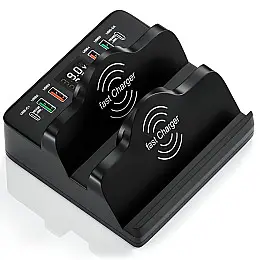 Док-станція з бездротовою зарядкою Addap MCS-F6 з 6 портами 80W Black
