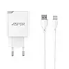 Сетеве зарядний пристрій Aspor A826 PD (20W/USB/Type-C) + кабель USB – Lightning - білий