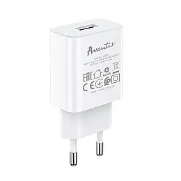 Сетеве зарядний пристрій для Avantis A820 (1USB/2.4A) - білий