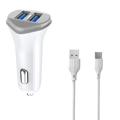 Автомобільне зарядне пристрій Aspor A903 (2USB/3.4A) + USB кабель Type-C - білий