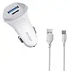 Автомобільне зарядне пристрій Aspor A903 (2USB/3.4A) + USB кабель Type-C - білий